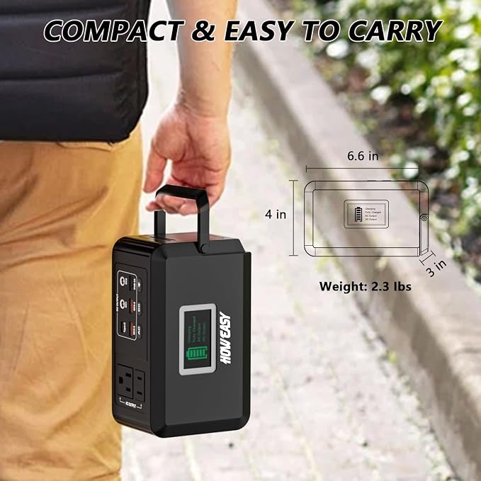 HOWEASY Portable Power Station120W(240W Peak), 24000mAh Camping Solar Generator, Portable Power Bank with 2 110V AC Outlet / 2 DC /3 USB QC3.0/LED Flashlight for Home Camping Emergency Backup - Image 3