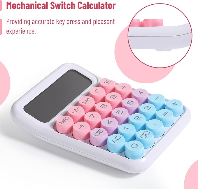 Mr. Pen- Mechanical Switch Calculator, 12 Digit Large LCD Display, Colorful - Image 3