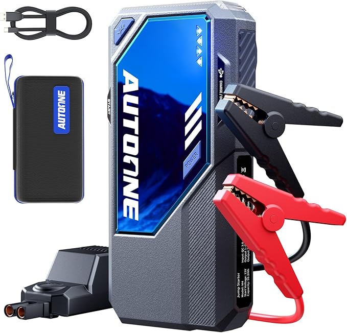 AUTOONE M4 Jump Starter 8000A Car Battery Jumper Starter Portable, 12V Jump Pack (All Gas/12L Diesel) Jump Box for Car Battery with Built-in Booster, Storage Case, LED Light, Jumper Cables by AUTOONE