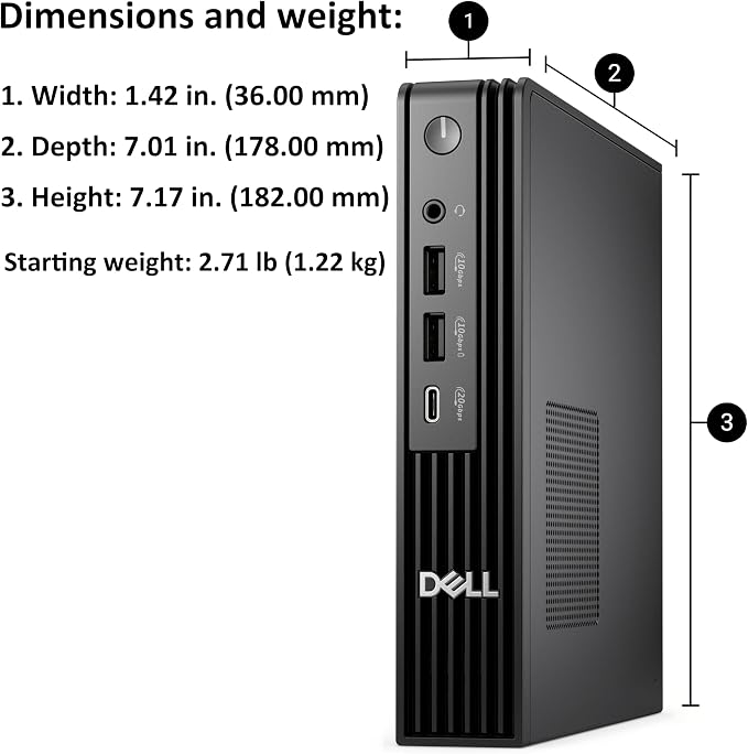 Dell Pro Micro Mini Desktop, AI PC with Intel Core Ultra 5 235T | (14-Core, 13 Tops NPU), 32GB DDR5, 1TB SSD, WiFi 6, Windows 11 Pro - for Business Office Home & Multi-Monitor Workstations - Image 4
