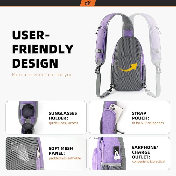 SKYSPER Sling Bag RFID Crossbody Sling Backpack Cross Body Shoulder Bag Travel - Image 4