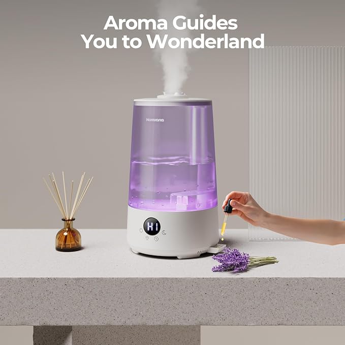 Homvana Humidifiers for Bedroom Home, 3.6 L Cool Mist Top-Fill 34H Super Long Time, Quiet 23dB, Baby Humidifier, Oil Diffuser for Large Room, House, Plant, Nursery, Office, BPA FREE, Ultrasonic (Grey) - Image 7