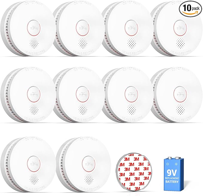 SITERWELL 10 Pack Smoke Detector, 10 Year Product Life Fire Alarm by SITERWELL