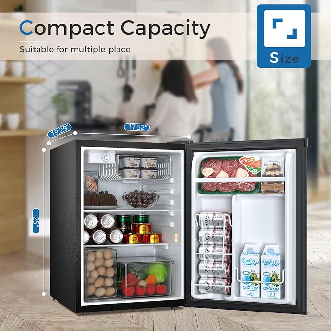 Antarctic Star Mini Compact Refrigerator with Freezer, 2.6 Cu.Ft. Single Door Adjustable Removable Shelves for Apartment/Dorm/Office,BLACK - Image 3