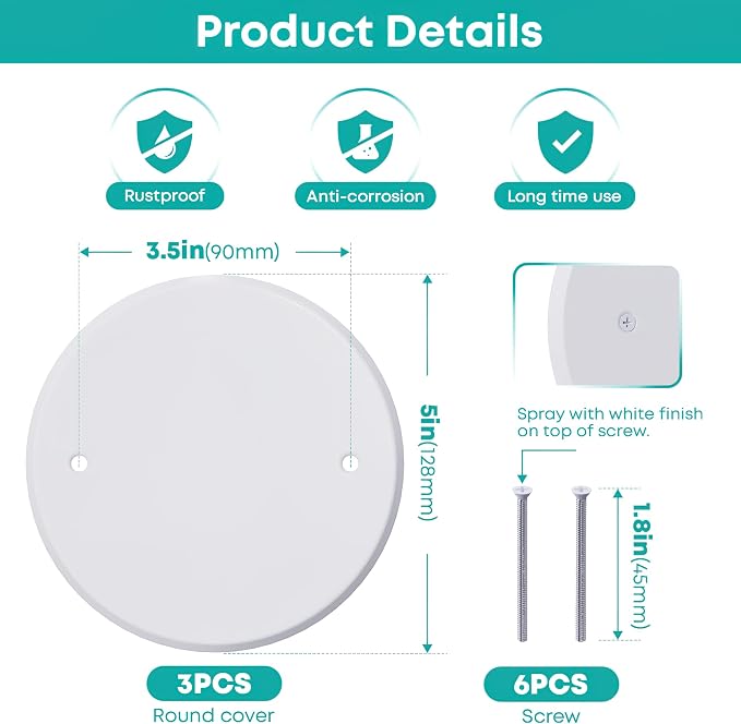 10 Pcs Smoke Detecte Cover Plate, 5 Inch Metal Round Blank Ceiling Cover Plate - Image 2