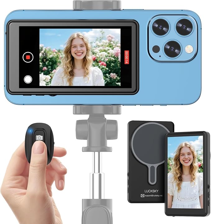 Vlog Selfie Monitor Screen iPhone, 4K 60fps Recording, Wireless Screen Mirroring by Unknown