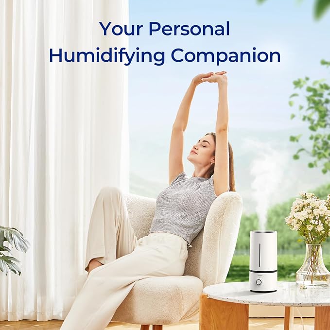 raydrop Cool Mist Humidifiers for Home Babies, 1.70 L Quiet and Small Ultrasonic Humidifier for Bedroom Nightstand, Space Saving, Auto Shut Off - (0.45 Gallon, US 110 V) - Image 2