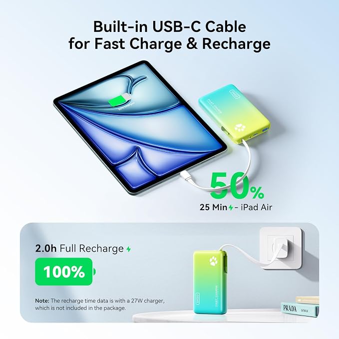 INIU Portable Charger, 45W PD Slim 10000mAh Power Bank with Built-in USB-C, Camping Outdoor Travel Business, for Women Men Students Family Emergency - Image 4
