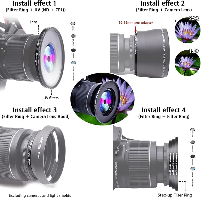 39mm Lens to 55mm Camera Lens Adapter, 39mm to 55mm Filter Step up Ring Adapter - Image 6