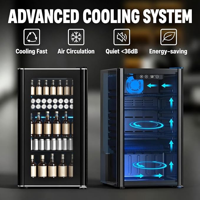 COWSAR 3.2 Cu. Ft. Beverage Refrigerator, Up to 130 Cans or 26 Bottles - Image 5
