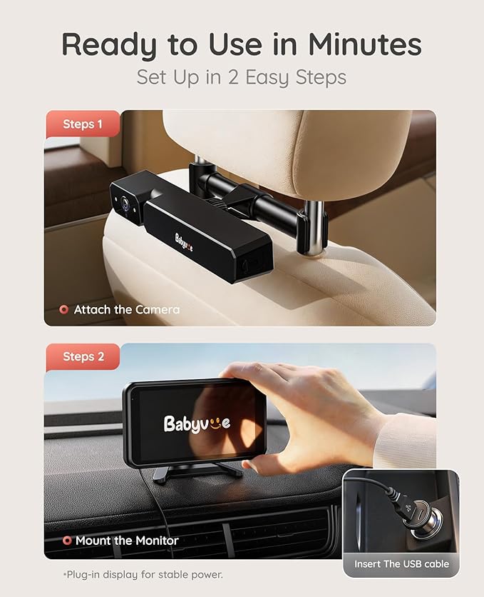 Babyvue BV6 Wireless Baby Car Camera Fast Setup, No Wiring Car Baby Monitor | - Image 3