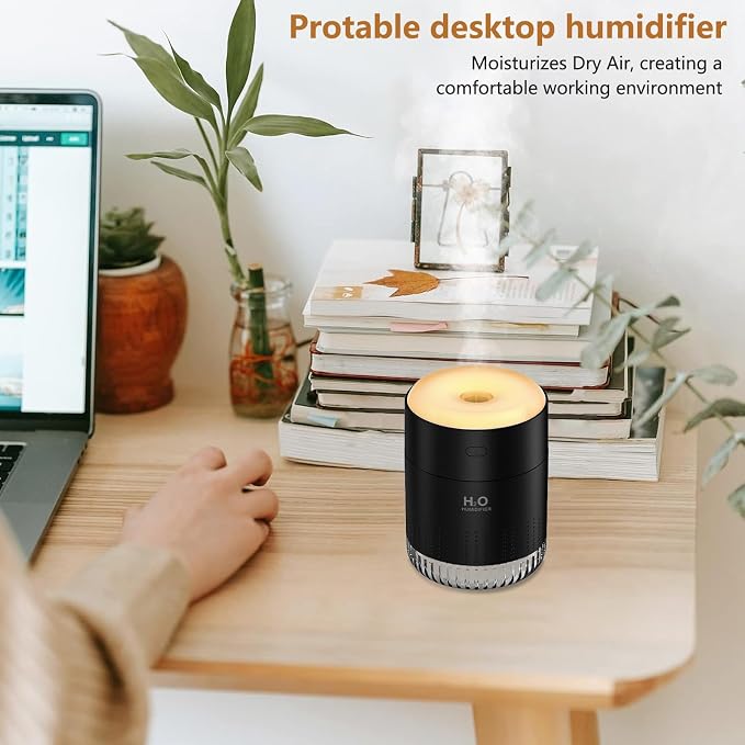 Portable Mini Humidifier, Auto Shut-Off, 2 Mist Modes, Quite, Small Humidifiers for Bedroom Travel Office Desk Plants (Black) - Image 5