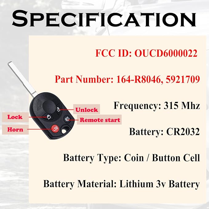 SUPALAND Keyless Entry Remote Control Head Key Fob Replacement Fits - Image 3