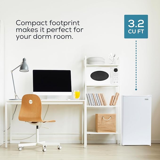 Igloo 3.2 Cu.Ft. Mini Fridge with Freezer - Single Door Compact Refrigerator with Glass Shelves for Homes, Dorms & Offices- Keep Snacks, Drinks & Frozen Foods Cool with Temperature Control Mini Fridge - Image 4