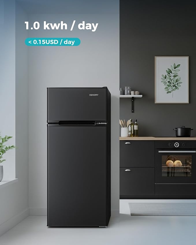 EUHOMY Mini Fridge with Freezer, 4.5 Cu.Ft Mini Refrigerator fridge, 2 door For Bedroom/Dorm/Office/Apartment - Food Storage or Cooling drinks, Black - Image 8