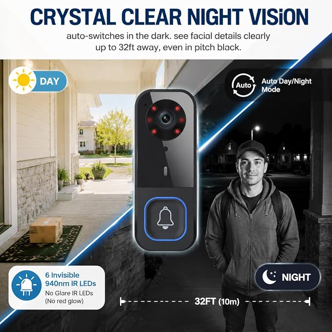 TKMARS Doorbell Camera Wireless No Subscription Video Doorbell, Real-time - Image 5