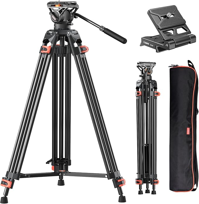 COMAN 74" Camera Tripod, Heavy Duty Video Tripod by COMAN
