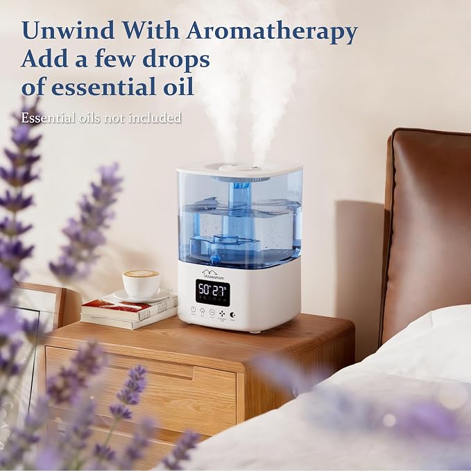 Smart Humidifiers for Bedroom, Top Fill 4L Cool Mist Air Humidifier for Large Room, Essential Oil Diffuser App Control, Fast Symptom Relief, Nightlight, 12H Quiet Runtime for Baby, Plant - Image 6