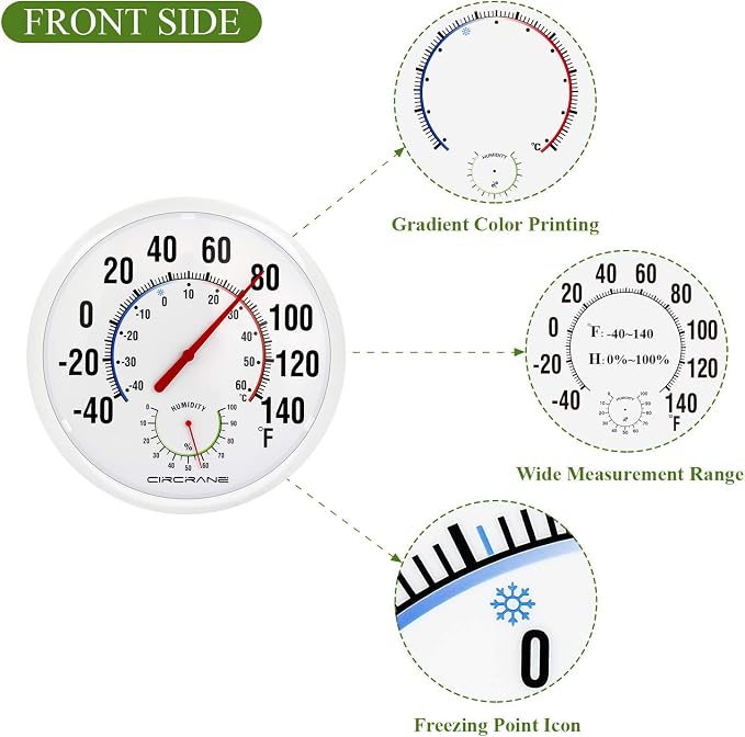 Circrane 13.25 Inch Round Thermometer - Image 5