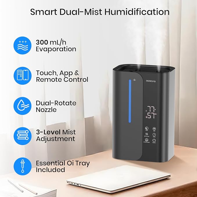 5L Smart Air Humidifiers for Bedroom with Essential Oils, Top Fill 50H Runtime Cool Mist Large Humidifiers for Home Bedroom Nursery, 28 dB Quiet Humidifier for Baby & Plants - Image 3