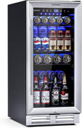 COSTWAY 15 Inch Beverage Cooler Refrigerator - 3.5 Cu.ft Mini Fridge with Glass Door, Lock and Removable Shelves for Soda Beer Wine, Freestanding Small Drink Refrigerator for Home Office Bar by COSTWAY