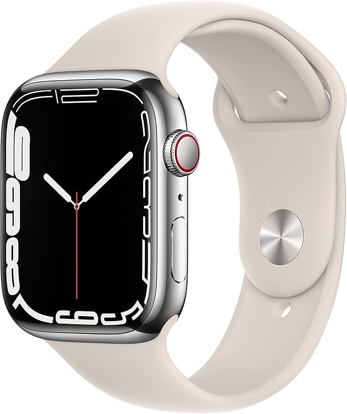 Apple Watch Series 7 Silver Stainless Steel Case by Amazon+Renewed