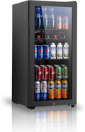 Saeoola Beverage Refrigerator, 4.5 Cu.ft Mini Fridge with Double Glass Door, Cooler for Soda, Beer or Wine for Home, Office or Bar with Adjustable Removable Shelves (Black) by Saeoola