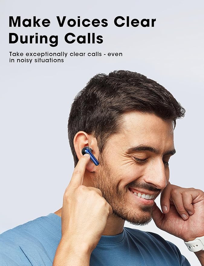 Wireless Earbuds, Hi-Fi Deep Bass Ear Buds, 48H Playtime In-Ear Headphones | 2 Mics for Clear Calls, LED Display, IPX7 Waterproof, Touch Control, Lightweight Bluetooth Earphones for iPhone/TV,Blueblack - Image 5