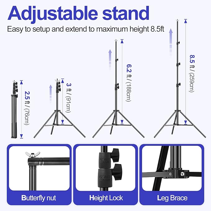 EMART 10x8.5FT Backdrop Stand, Photo Video Studio Adjustable&Lockable Heavy - Image 4