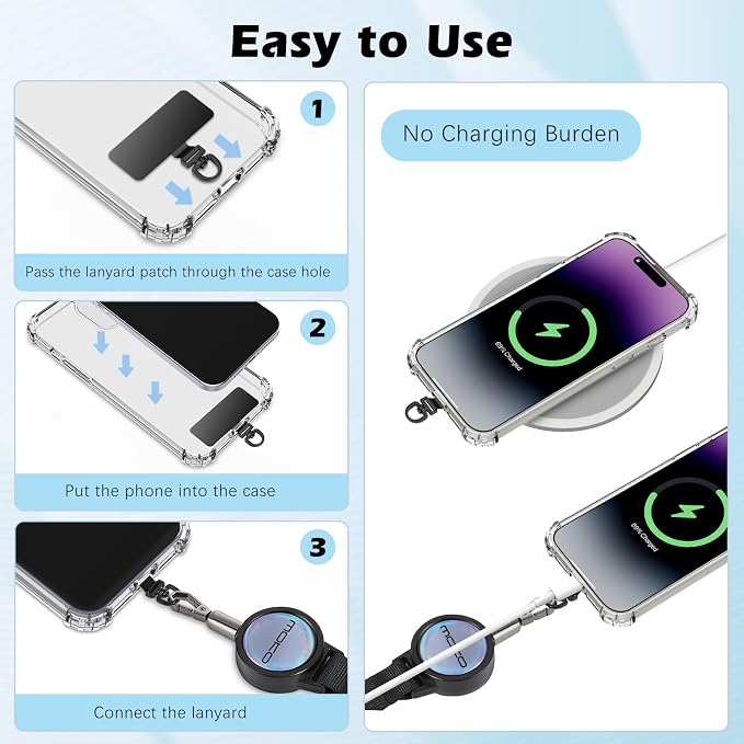 MoKo Anti-theft Phone Tether, Phone Lanyard Retractable Steel Line Cellphone - Image 5