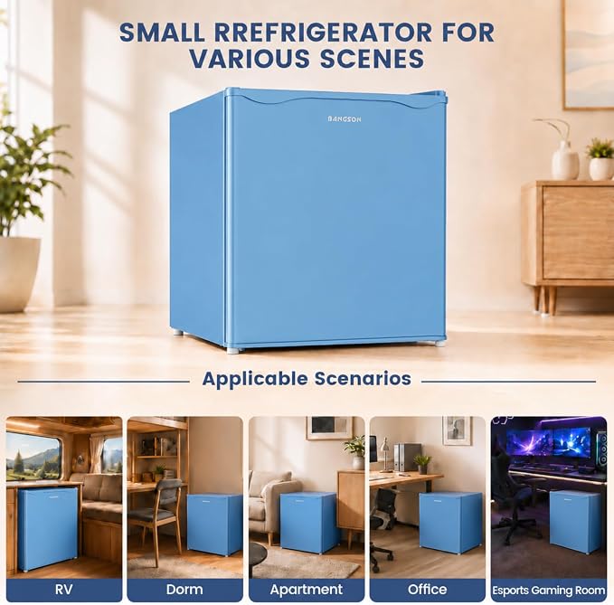 1.7 Cu.Ft Mini Fridge with Freezer for Dorm Office,Blue | Compact Refrigerator Office, Energy Saving Small Fridge Reversible Single Door, Low Noise for Bedroom Small Apartment - Image 7