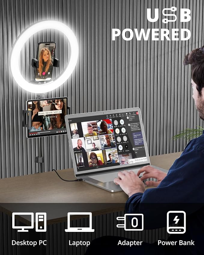 UBeesize 12" Ring Light with 74" Extendable Tripod Stand & iPad, Phone Holder - Image 6