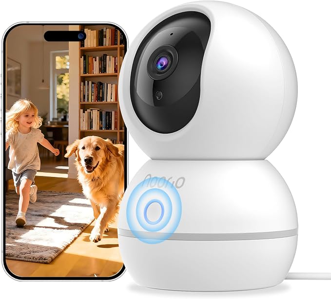 Noorio Security Camera 2K, Baby Monitor Dog Camera 360-degree by Noorio