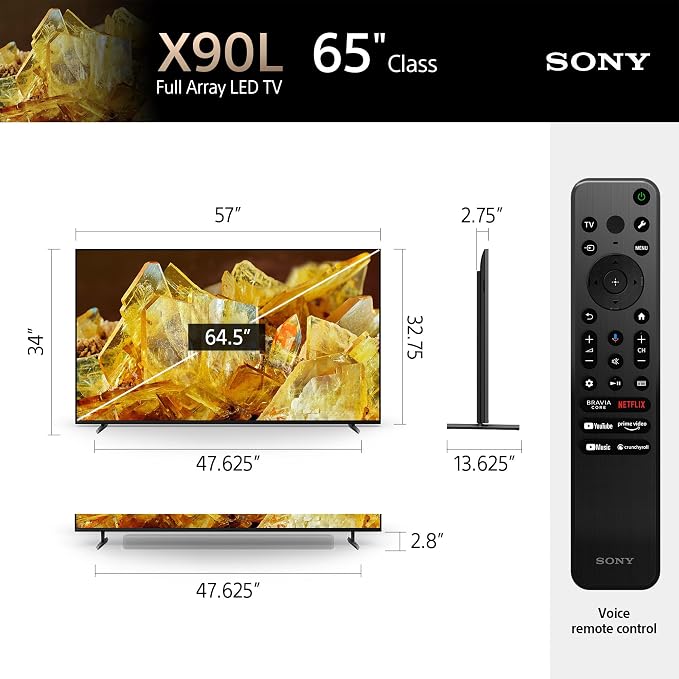 Sony 65 Inch 4K Ultra HD TV X90L Series: BRAVIA XR Full Array LED Smart Google TV - Image 6