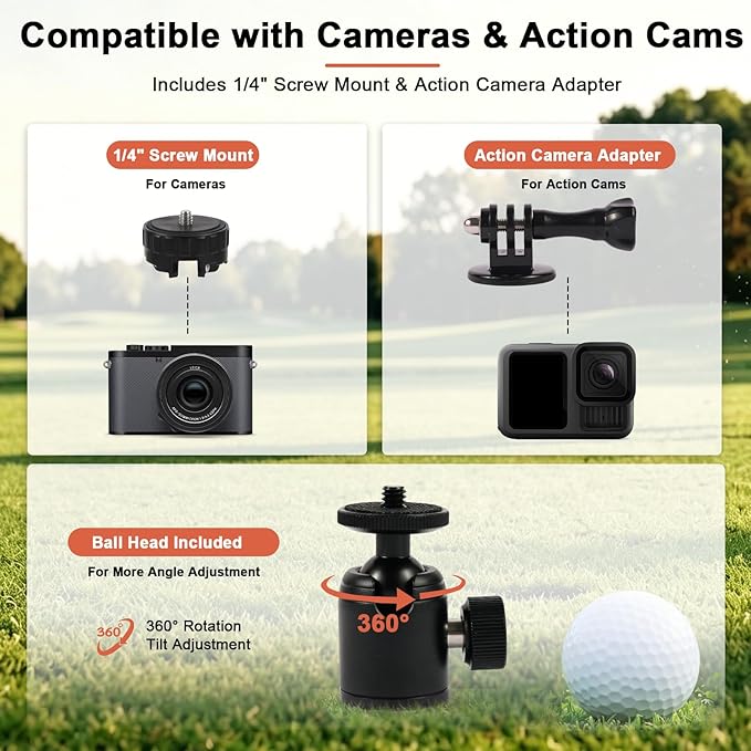 Golf Tripod, Golf Phone Stand for Swing Recording, Magnetic Golf Phone Holder - Image 6