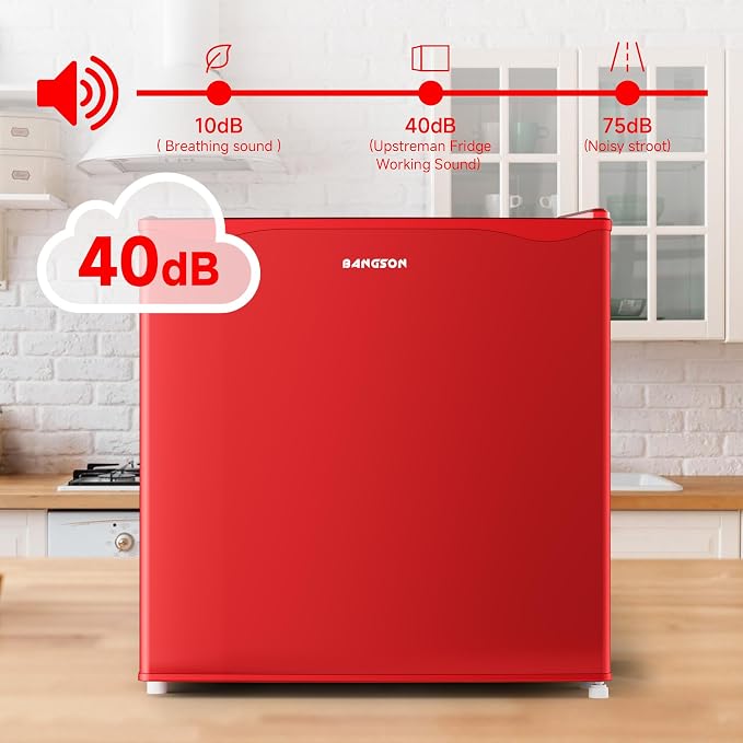 1.7 Cu.Ft Mini Fridge with Freezer for Dorm Office, Red | Compact Refrigerator Office, Energy Saving Small Fridge Reversible Single Door, Low Noise for Bedroom Small Apartment - Image 6