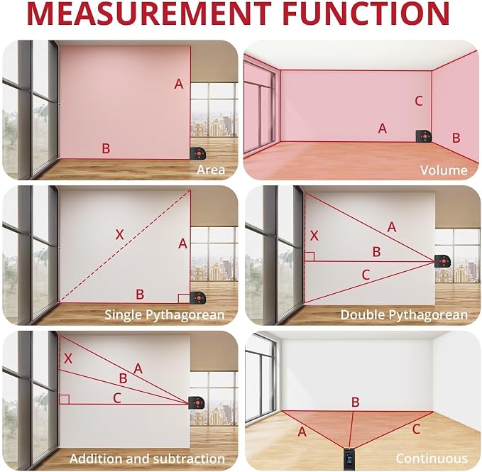 BINTA 2-in-1 Laser Tape Measure, 164Ft/50M Laser Measurement Tool & 16.5Ft/5M - Image 5