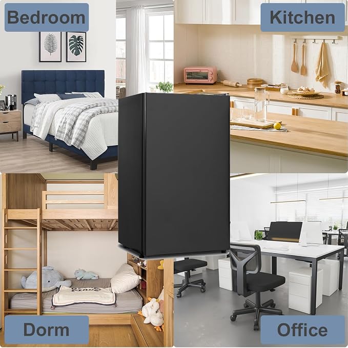 3.1 Cu.Ft Mini Fridge with Single Door, Small Refrigerator with Adjustable Thermostat & Removable Glass Shelves, Mini Fridge for Bedroom, Office, Dorm, Black - Image 7