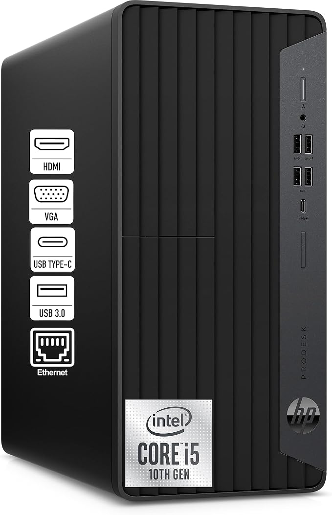 HP Desktop Computer Tower PC, Intel i5-10400F, 16GB DDR4, 512GB PCIe SSD | WiFi Adapter, Keyboard & Mouse Included, Slience Design for Home use& Student Daily Study, Windows 11 Pro, Jet Black by Unknown