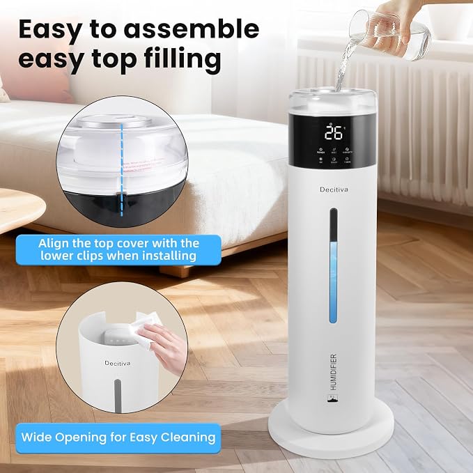 Large Humidifier for Bedroom, 8L/2.1Gal Ultrasonic Cool Mist, Remote control,Easy Clean with 350ML/H Large Mist Speed, Suitable for Kids Room Plant Yoga Study Room Office (White) - Image 7