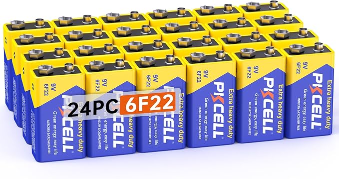 PKCELL 9V Batteries, 24 Pack 9 Volt Batteries Carbon Zinc, 9V Battery by Pkcell