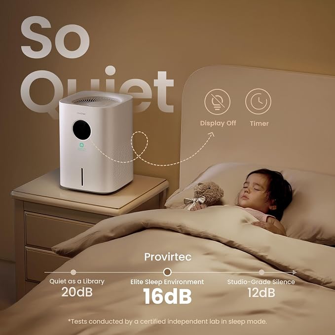 Pro Baby Evaporative Humidifier for Bedroom, MistFree & No White Dust, BPA-Free and 16dB Quiet Sleep for kids, 3 Age-Modes, Auto Control, Tap Water Safe, 4L Easy Clean Tank for Nursery - Image 6