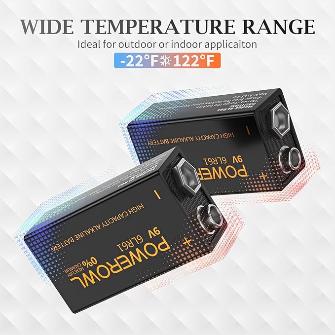 POWEROWL High Capacity 9V Batteries 8 Pack, Alkaline 9 Volt Battery 6LR61 - Image 6