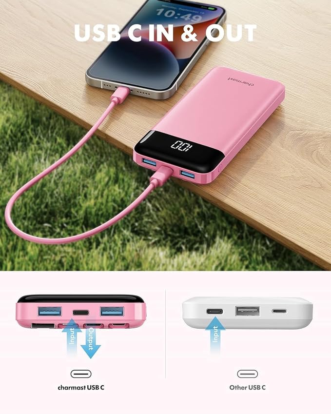 charmast Portable Charger with Built in Cables, Power Bank with Cords Wires, Slim 10000mAh Travel Battery Pack 6 Outputs 3 Inputs 3A Fast Charging for Samsung Google Pixel LG Moto iPhone iPad - Image 8