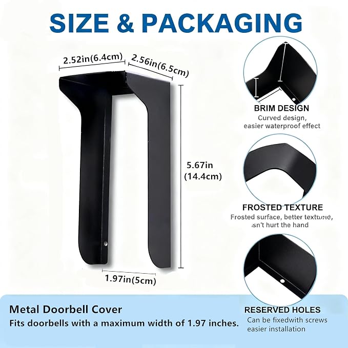 YJNBEST Metal Doorbell Cover Weatherproof, Doorbell Rain Cover, Anti Glare Sun - Image 4