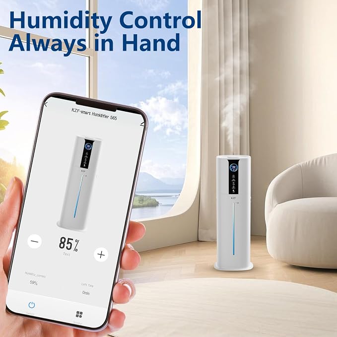 9L Smart Humidifiers for Bedroom Large Room, 2.3Gal Cool Mist Top Fill Diffuser App & Remote Control, 3 Mist Modes, Quiet Humidifier for Home Office Plant (APP White) - Image 3