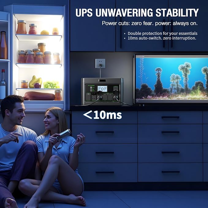 Portable Power Station 2400W, 1843Wh LiFePO4 Solar Generator, 4800W Peak, 12 Ports with 4 AC Outlets & 100W USB-C PD, Ultra-Fast 2H Charging for Home Backup, RV Camping, Emergency Power Outages - Image 4