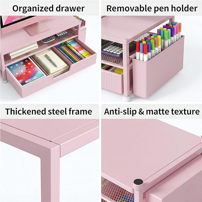ECOLOVI Desk Organizer and Accessories, 2-Tier Computer Monitor Stand Rise - Image 3