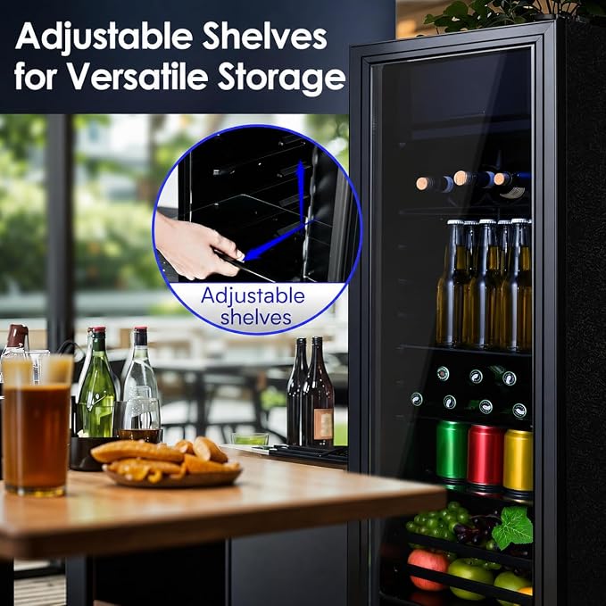 Anypro Beverage Refrigerator Cooler 4.5 Cu.Ft, Mini Fridge with Freeze with Glass Door for Soda Beer or Wine, Small Drink Dispenser Machine for Home Office Bar, 7 Temperatures, Adjustable Shelves - Image 5