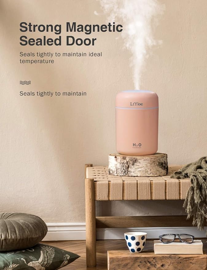 Colorful Cool Mini Humidifier, USB Personal Desktop Humidifier for Car, Office Room, Bedroom,etc. Auto Shut-Off, 2 Mist Modes, Super Quiet. (Pink) - Image 3